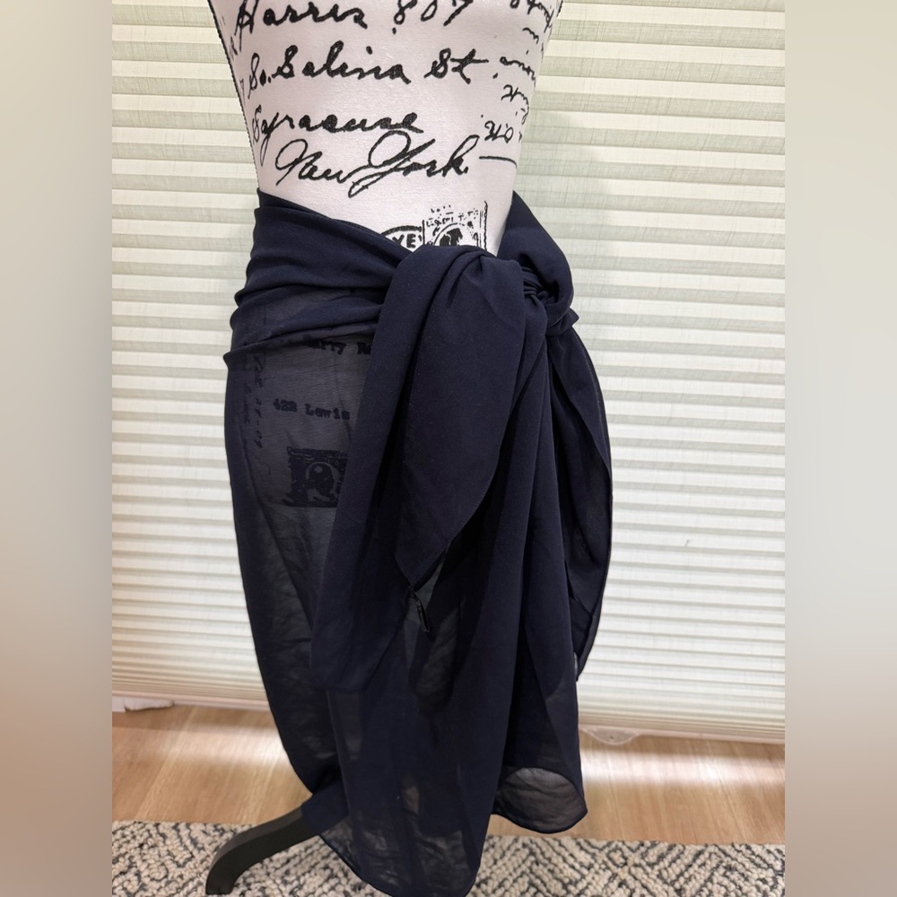 Sheer Navy Sarong Wrap Skirt